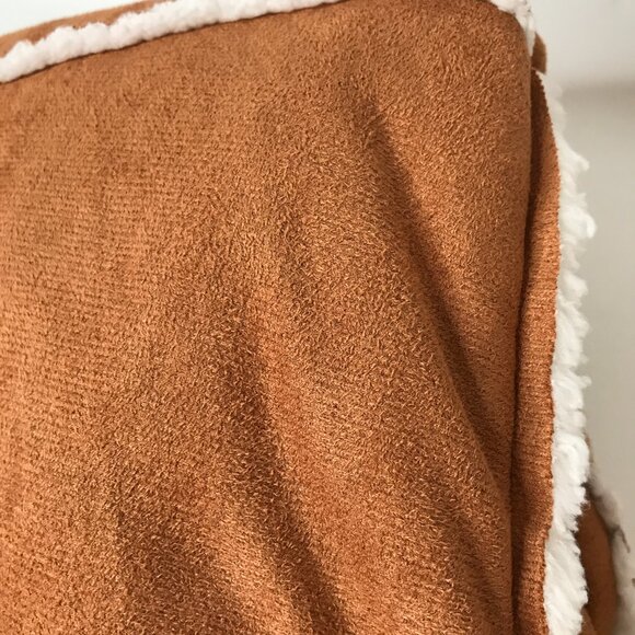 Women's  Faux Suede Open Front Sherpa Lined Wrap Jacket - Picture 8 of 8